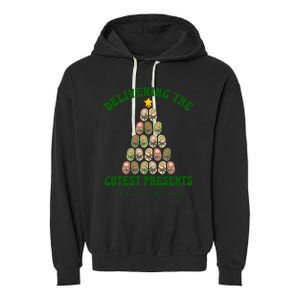 Christmas Tree Delivering The Cutest Presents L D Nurse Garment-Dyed Fleece Hoodie