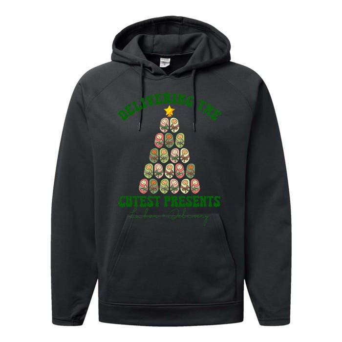 Christmas Tree Delivering The Cutest Presents L D Nurse Performance Fleece Hoodie