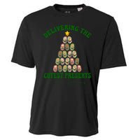 Christmas Tree Delivering The Cutest Presents L D Nurse Cooling Performance Crew T-Shirt