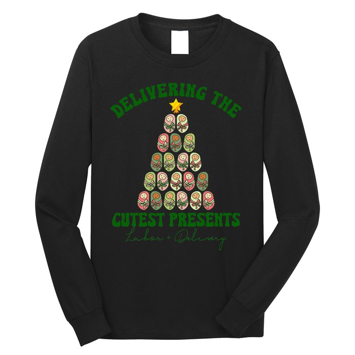 Christmas Tree Delivering The Cutest Presents L D Nurse Long Sleeve Shirt