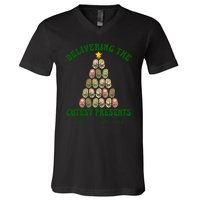 Christmas Tree Delivering The Cutest Presents L D Nurse V-Neck T-Shirt