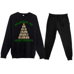 Christmas Tree Delivering The Cutest Presents L D Nurse Premium Crewneck Sweatsuit Set