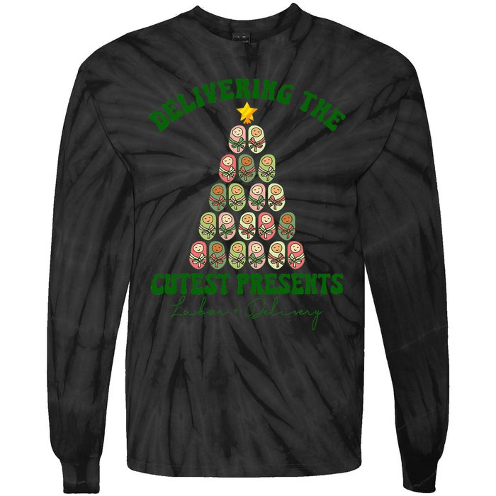 Christmas Tree Delivering The Cutest Presents L D Nurse Tie-Dye Long Sleeve Shirt