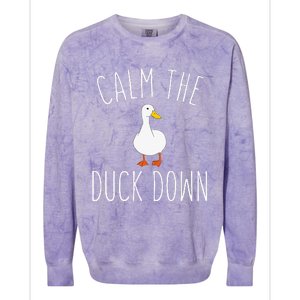 Calm The Duck Down Funny Duck White Bird Sassy Ducklings Colorblast Crewneck Sweatshirt