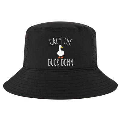 Calm The Duck Down Funny Duck White Bird Sassy Ducklings Cool Comfort Performance Bucket Hat