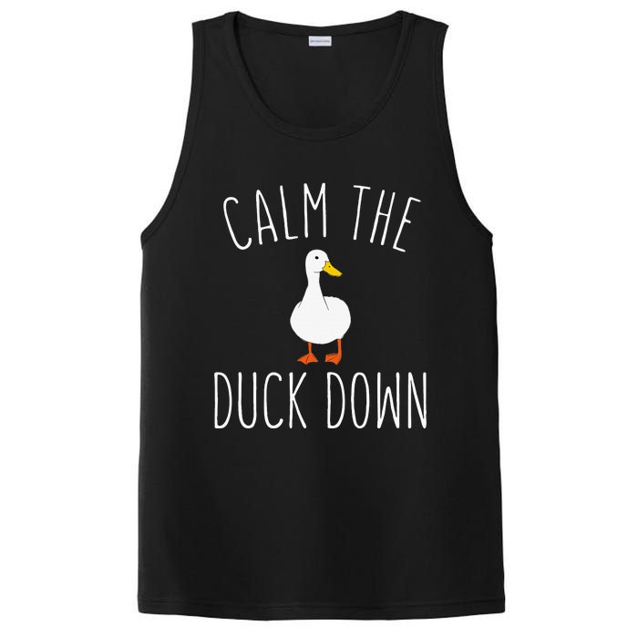 Calm The Duck Down Funny Duck White Bird Sassy Ducklings PosiCharge Competitor Tank