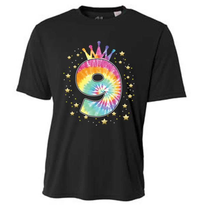 Colorful Tie Dye 9 Year Old Girl 9th Birthday Gifts Cooling Performance Crew T-Shirt