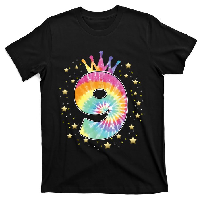 Colorful Tie Dye 9 Year Old Girl 9th Birthday Gifts T-Shirt