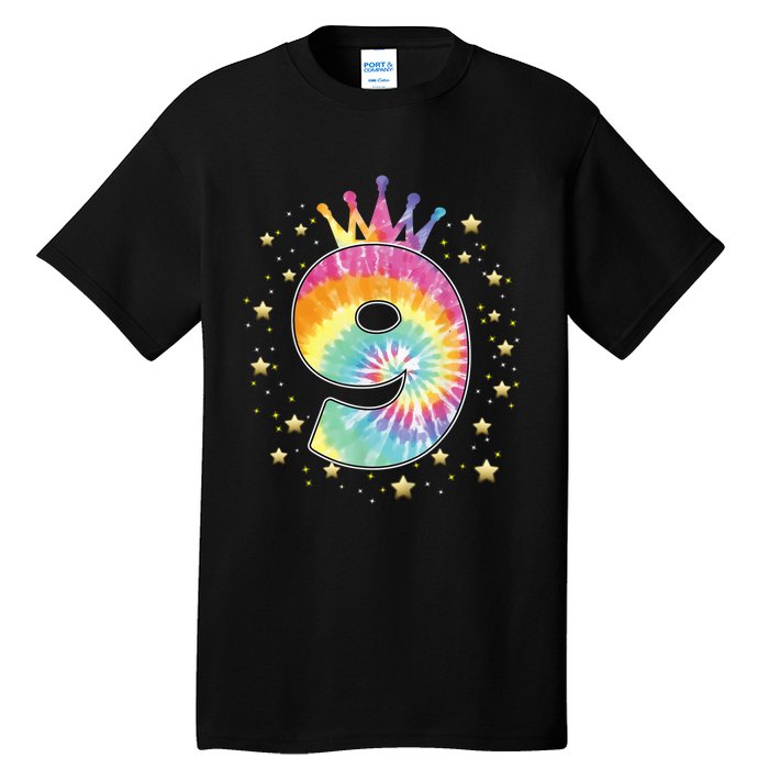 Colorful Tie Dye 9 Year Old Girl 9th Birthday Gifts Tall T-Shirt