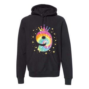 Colorful Tie Dye 9 Year Old Girl 9th Birthday Gifts Premium Hoodie