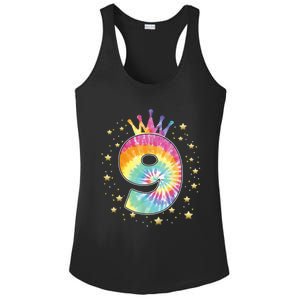 Colorful Tie Dye 9 Year Old Girl 9th Birthday Gifts Ladies PosiCharge Competitor Racerback Tank