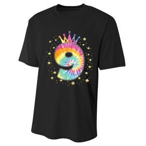 Colorful Tie Dye 9 Year Old Girl 9th Birthday Gifts Performance Sprint T-Shirt