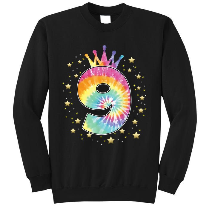 Colorful Tie Dye 9 Year Old Girl 9th Birthday Gifts Tall Sweatshirt