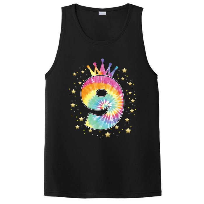 Colorful Tie Dye 9 Year Old Girl 9th Birthday Gifts PosiCharge Competitor Tank