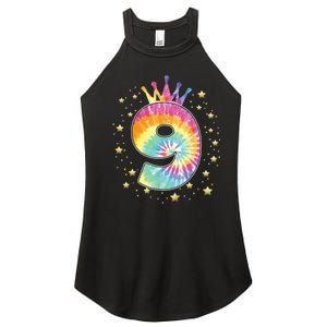 Colorful Tie Dye 9 Year Old Girl 9th Birthday Gifts Women's Perfect Tri Rocker Tank