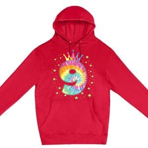 Colorful Tie Dye 9 Year Old Girl 9th Birthday Gifts Premium Pullover Hoodie