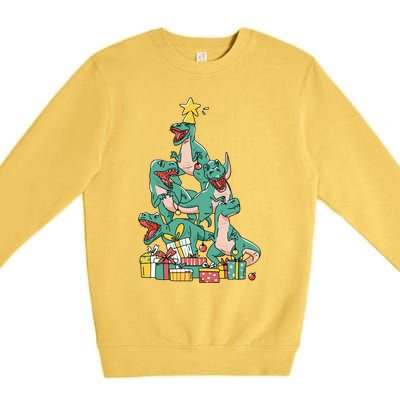 Christmas Trex Dinosaur Happy Trexmas Tree Rex Christmas Cool Gift Premium Crewneck Sweatshirt