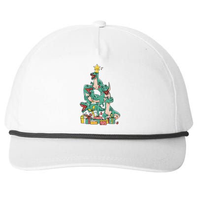 Christmas Trex Dinosaur Happy Trexmas Tree Rex Christmas Cool Gift Snapback Five-Panel Rope Hat