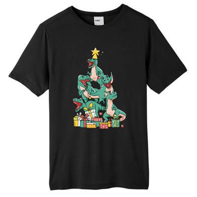 Christmas Trex Dinosaur Happy Trexmas Tree Rex Christmas Cool Gift Tall Fusion ChromaSoft Performance T-Shirt