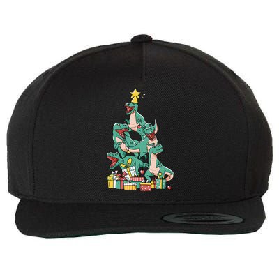 Christmas Trex Dinosaur Happy Trexmas Tree Rex Christmas Cool Gift Wool Snapback Cap