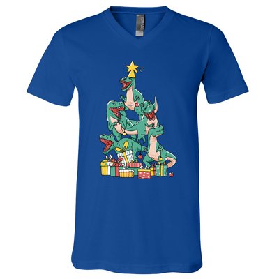 Christmas Trex Dinosaur Happy Trexmas Tree Rex Christmas Cool Gift V-Neck T-Shirt