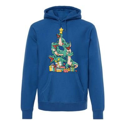 Christmas Trex Dinosaur Happy Trexmas Tree Rex Christmas Cool Gift Premium Hoodie