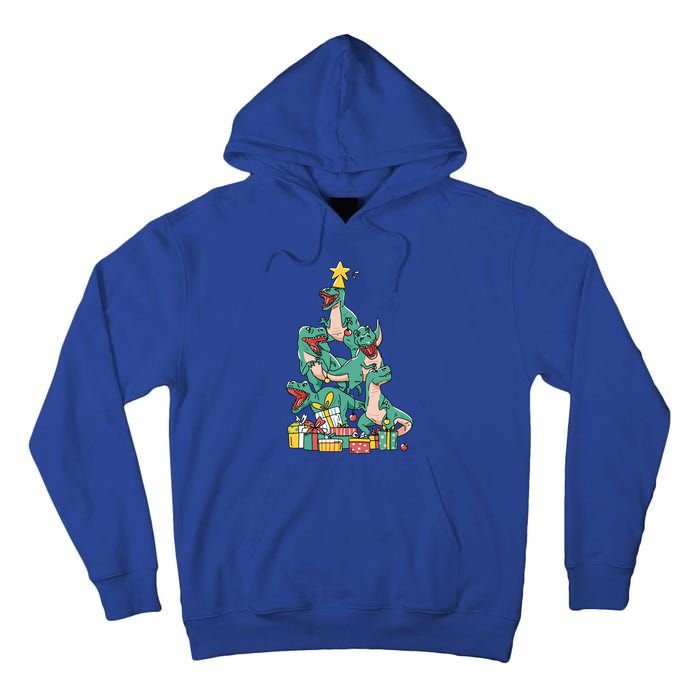 Christmas Trex Dinosaur Happy Trexmas Tree Rex Christmas Cool Gift Tall Hoodie