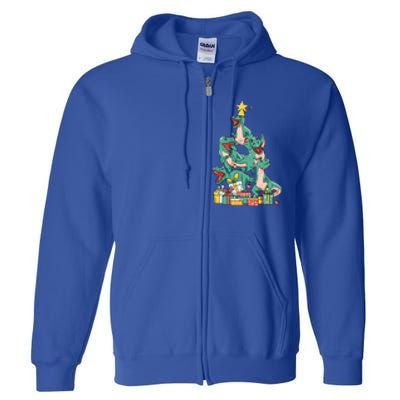 Christmas Trex Dinosaur Happy Trexmas Tree Rex Christmas Cool Gift Full Zip Hoodie