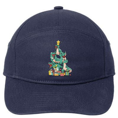 Christmas Trex Dinosaur Happy Trexmas Tree Rex Christmas Cool Gift 7-Panel Snapback Hat