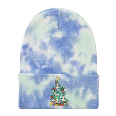 Christmas Trex Dinosaur Happy Trexmas Tree Rex Christmas Cool Gift Tie Dye 12in Knit Beanie