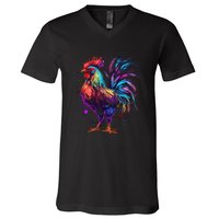 Chicken Tie Dye Hippie Poultry Farmer Farm Vintage Graphic V-Neck T-Shirt