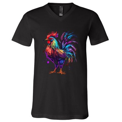 Chicken Tie Dye Hippie Poultry Farmer Farm Vintage Graphic V-Neck T-Shirt