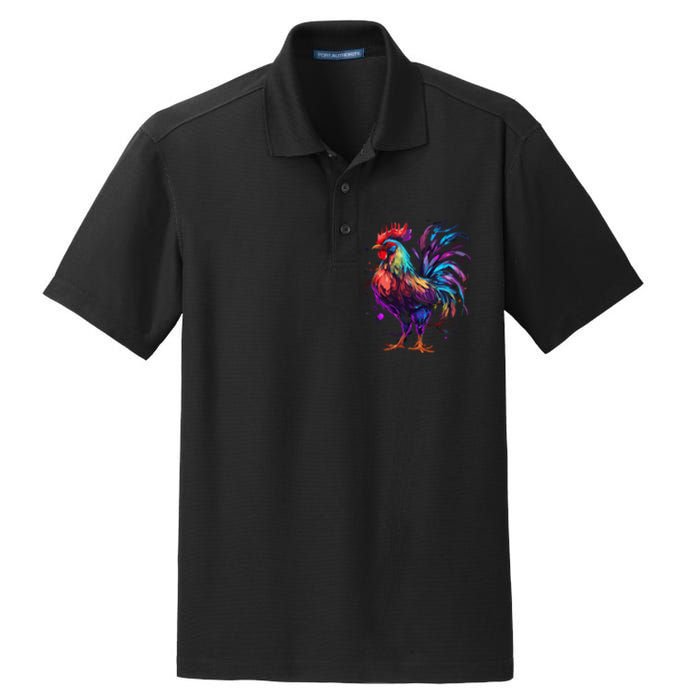 Chicken Tie Dye Hippie Poultry Farmer Farm Vintage Graphic Dry Zone Grid Polo