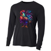 Chicken Tie Dye Hippie Poultry Farmer Farm Vintage Graphic Cooling Performance Long Sleeve Crew