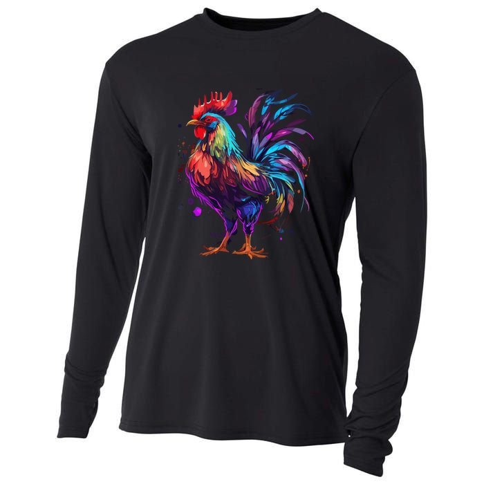 Chicken Tie Dye Hippie Poultry Farmer Farm Vintage Graphic Cooling Performance Long Sleeve Crew