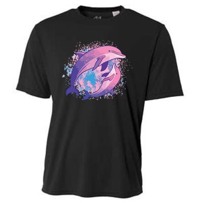 Cute Tiedye Dolphin Parent And Child Dolphins Cooling Performance Crew T-Shirt