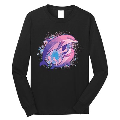 Cute Tiedye Dolphin Parent And Child Dolphins Long Sleeve Shirt