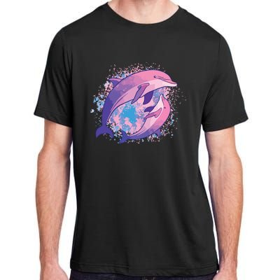 Cute Tiedye Dolphin Parent And Child Dolphins Adult ChromaSoft Performance T-Shirt