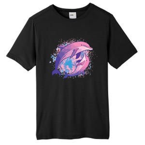 Cute Tiedye Dolphin Parent And Child Dolphins Tall Fusion ChromaSoft Performance T-Shirt