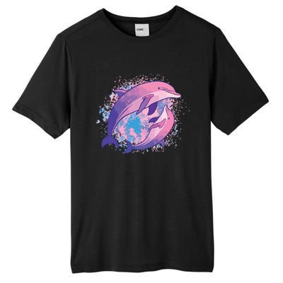 Cute Tiedye Dolphin Parent And Child Dolphins Tall Fusion ChromaSoft Performance T-Shirt