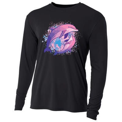 Cute Tiedye Dolphin Parent And Child Dolphins Cooling Performance Long Sleeve Crew