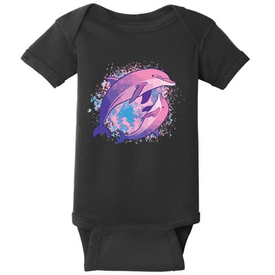 Cute Tiedye Dolphin Parent And Child Dolphins Baby Bodysuit