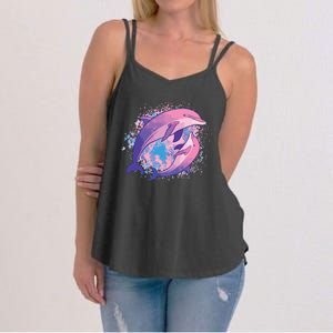 Cute Tiedye Dolphin Parent And Child Dolphins Women's Strappy Tank