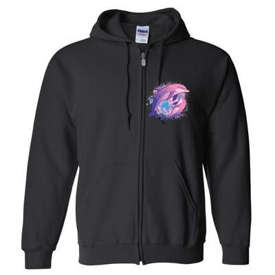 Cute Tiedye Dolphin Parent And Child Dolphins Full Zip Hoodie