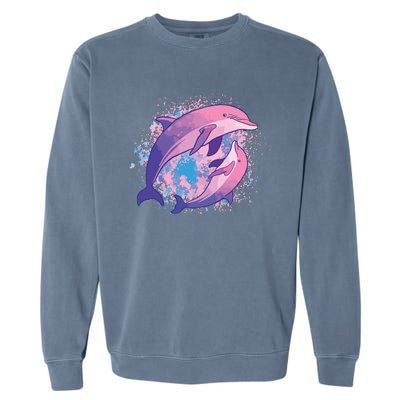 Cute Tiedye Dolphin Parent And Child Dolphins Garment-Dyed Sweatshirt