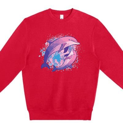 Cute Tiedye Dolphin Parent And Child Dolphins Premium Crewneck Sweatshirt