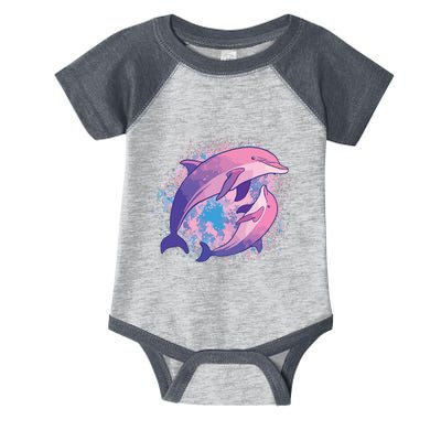 Cute Tiedye Dolphin Parent And Child Dolphins Infant Baby Jersey Bodysuit