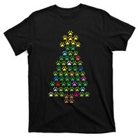 Christmas Tree Dog Paws Long Sleeve Christmas Lights T-Shirt