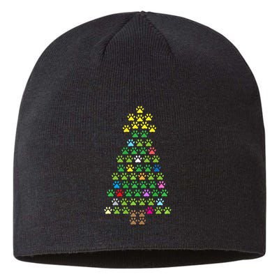 Christmas Tree Dog Paws Long Sleeve Christmas Lights Sustainable Beanie