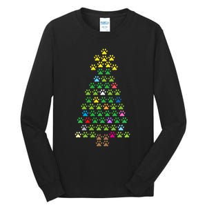 Christmas Tree Dog Paws Long Sleeve Christmas Lights Tall Long Sleeve T-Shirt